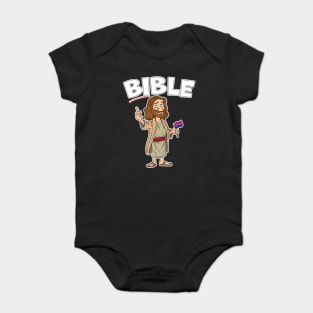 LGBTQIA Pride Bisexual Bi Jesus Pointing At Bi in Bible Baby Bodysuit